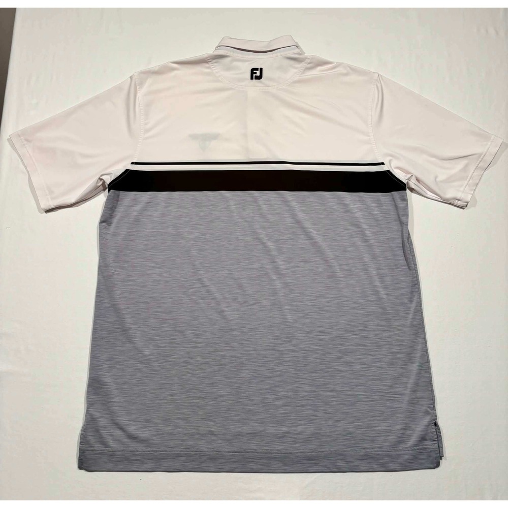 FootJoy Mens XXL Robert‎ Trent Jones Golf Trail Polo Shirt White Grey Colorblock - Picture 9 of 9